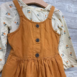 Corduroy Jumper W/ LS Shirt Flowers 3t