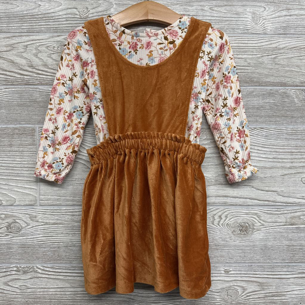 Ribbed Jumper W/ Ribbed LS Floral Shirt 24M
