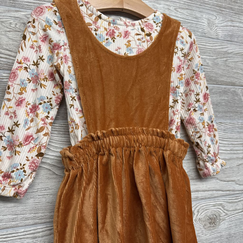 Ribbed Jumper W/ Ribbed LS Floral Shirt 24M