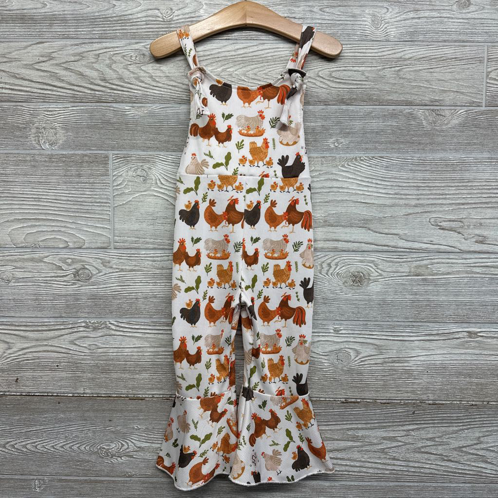 Flare Ribbed Overalls Chickens 2-3