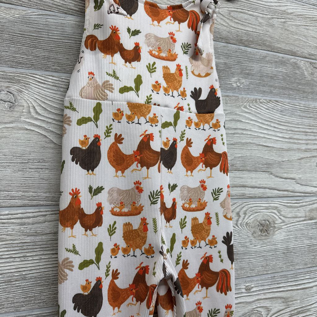 Flare Ribbed Overalls Chickens 2-3