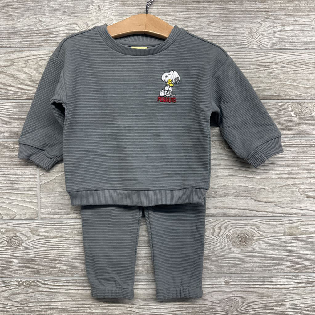 LS Ribbed Shirt & Joggers Snoopy 12M