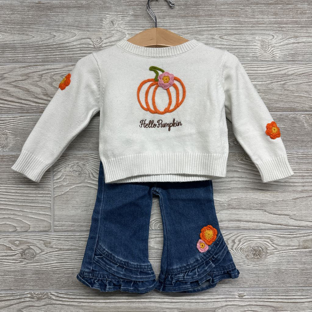 Sweater Hello Pumpkin & Flare Pants 9M