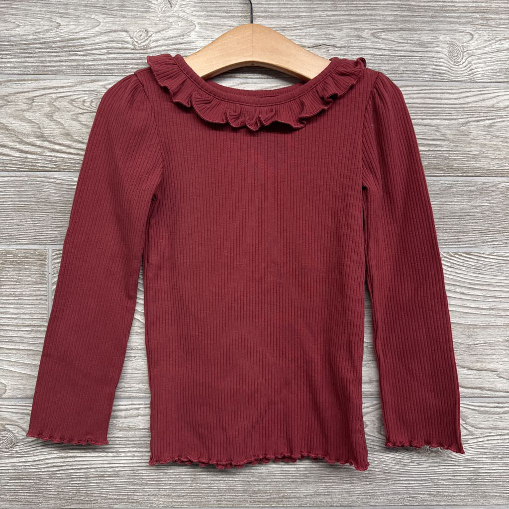 Ribbed LS Shirt Ruffles 4t