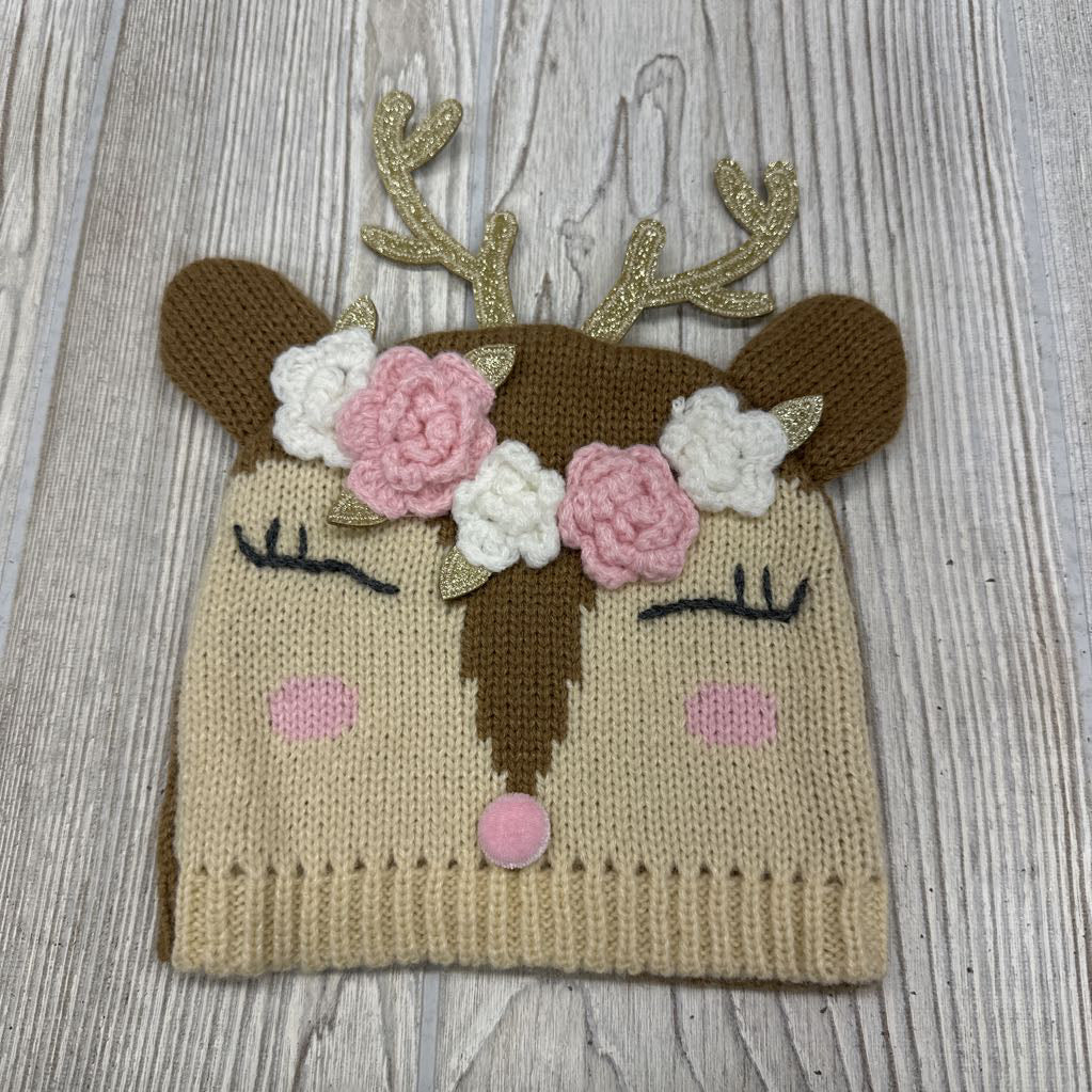 Knit Winter Hat Glitter Antlers