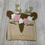 Knit Winter Hat Glitter Antlers