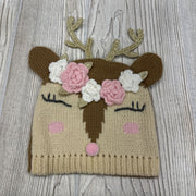 Knit Winter Hat Glitter Antlers