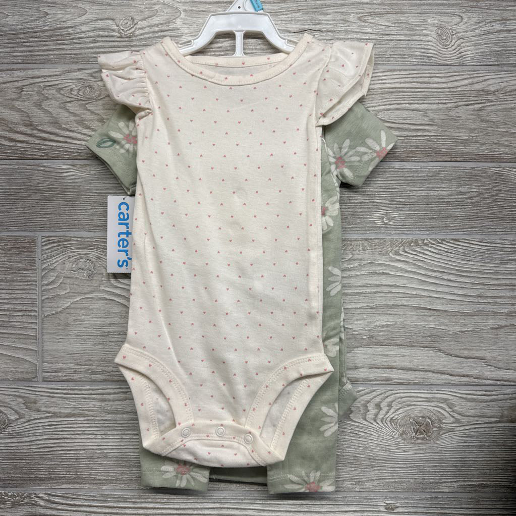 NEW 2 Pc Ruffle Sleeve Bodysuits Dots & Flowers W/ Pants 6M