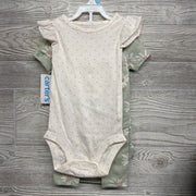NEW 2 Pc Ruffle Sleeve Bodysuits Dots & Flowers W/ Pants 6M