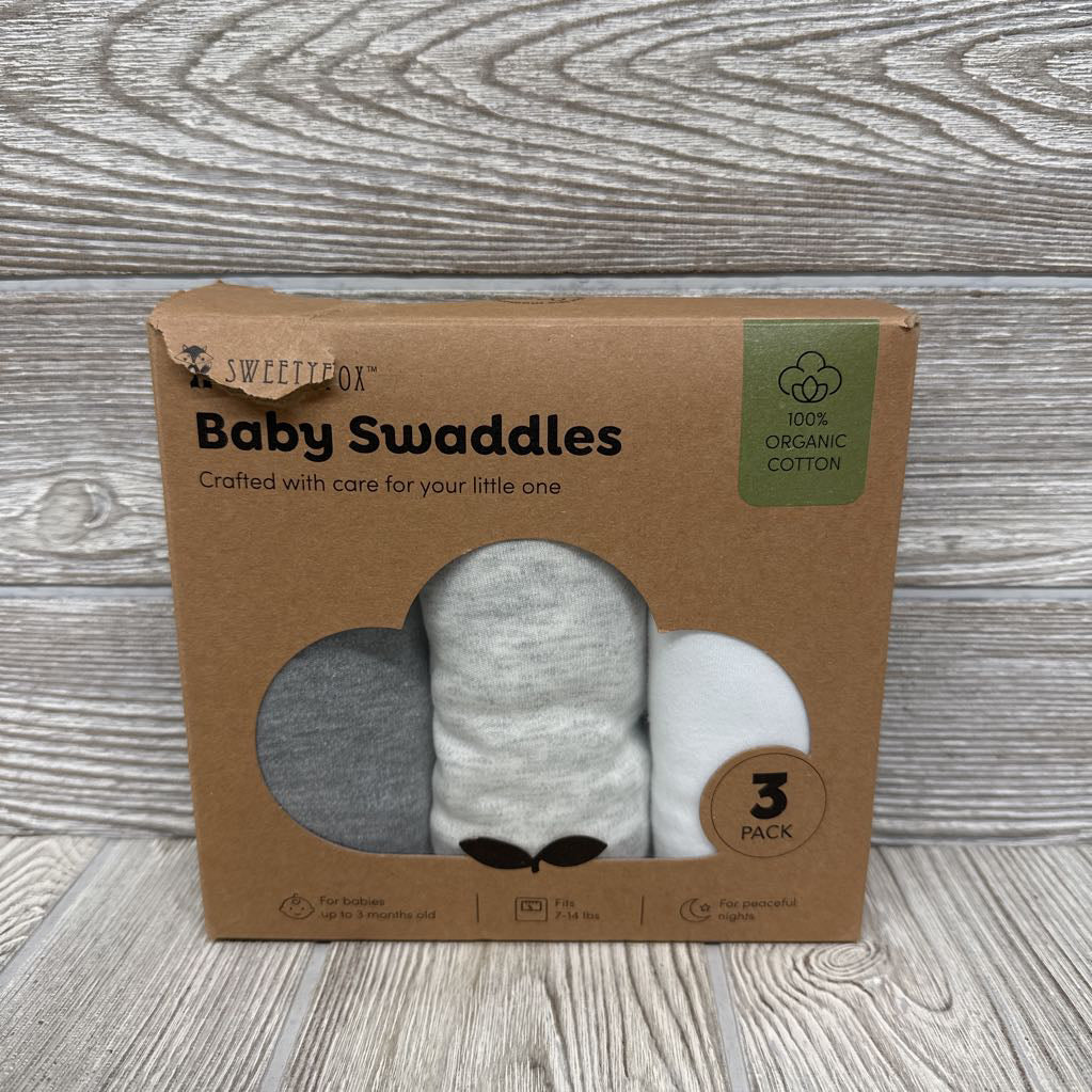 NEW 3 Pk Organic Swaddles