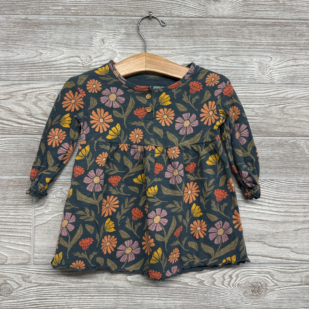 Organic LS Dress Flowers 12M