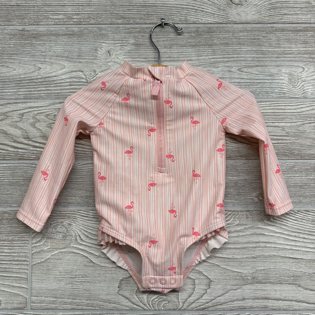 1/4 Zip Swimsuit Flamingos 9M