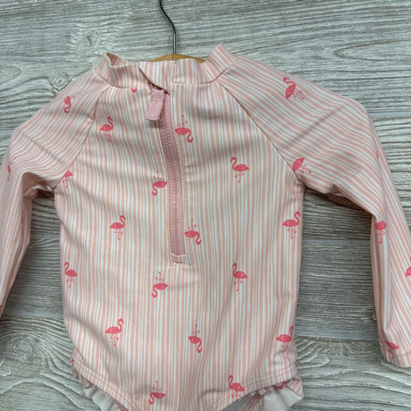 1/4 Zip Swimsuit Flamingos 9M