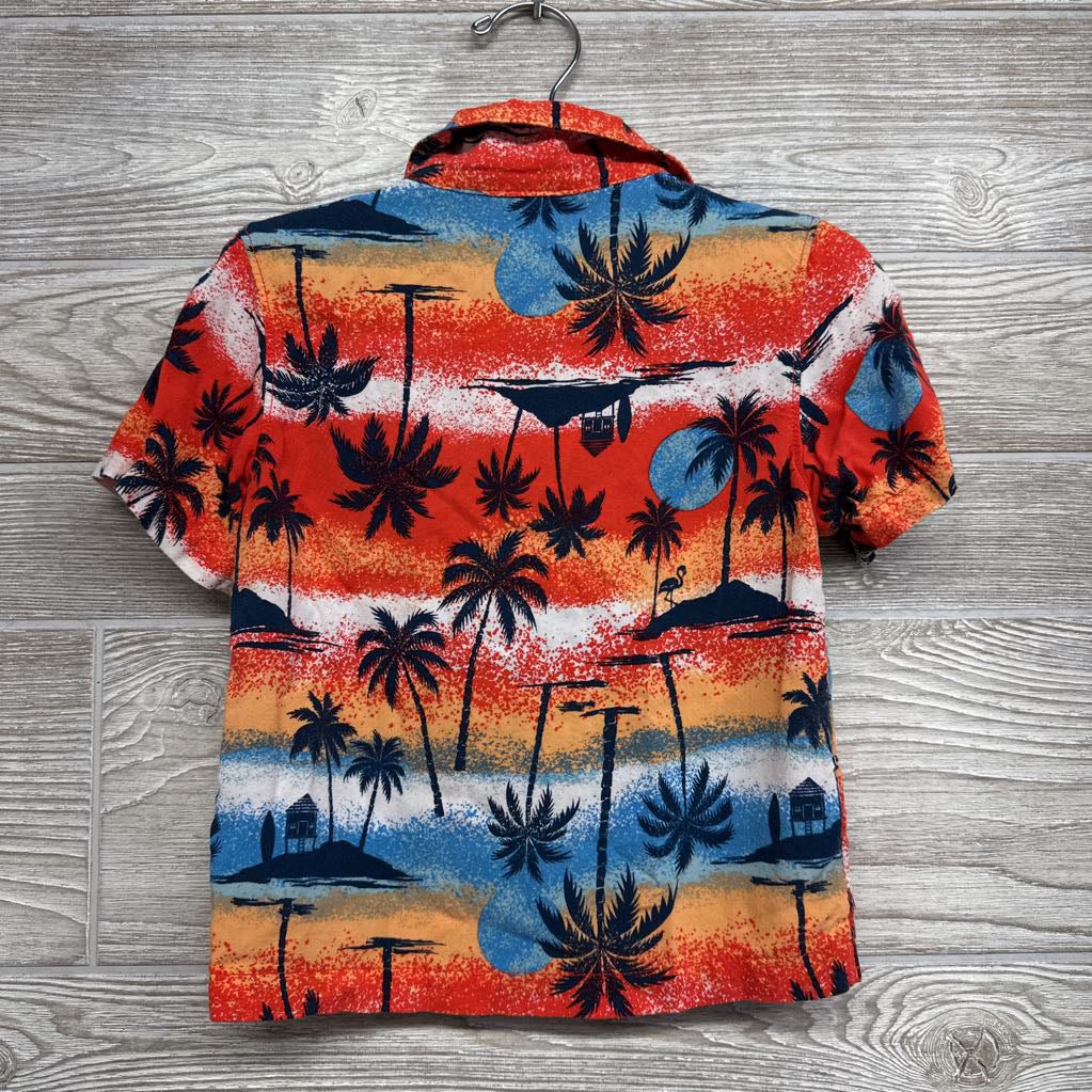 Button Up SS Shirt Palm Trees 3t