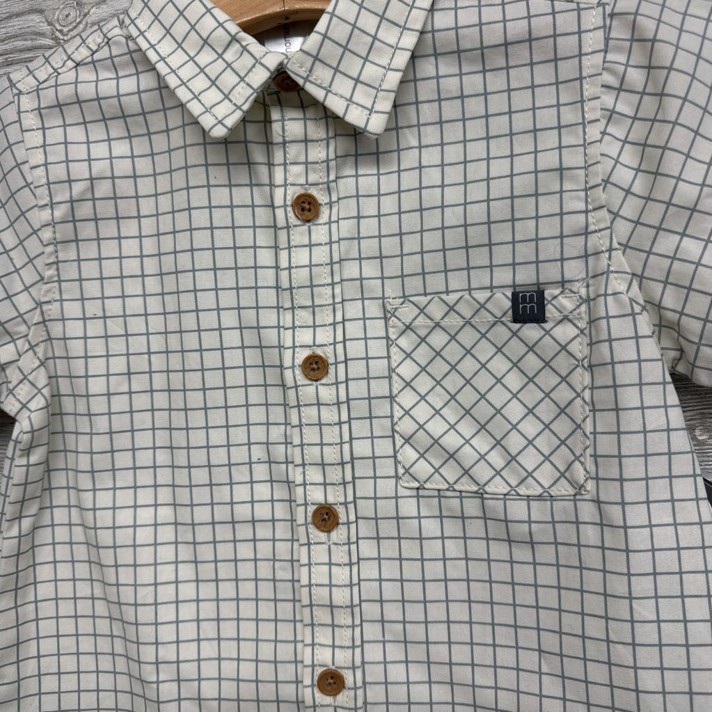 NEW Button Up SS Shirt Grid 2t