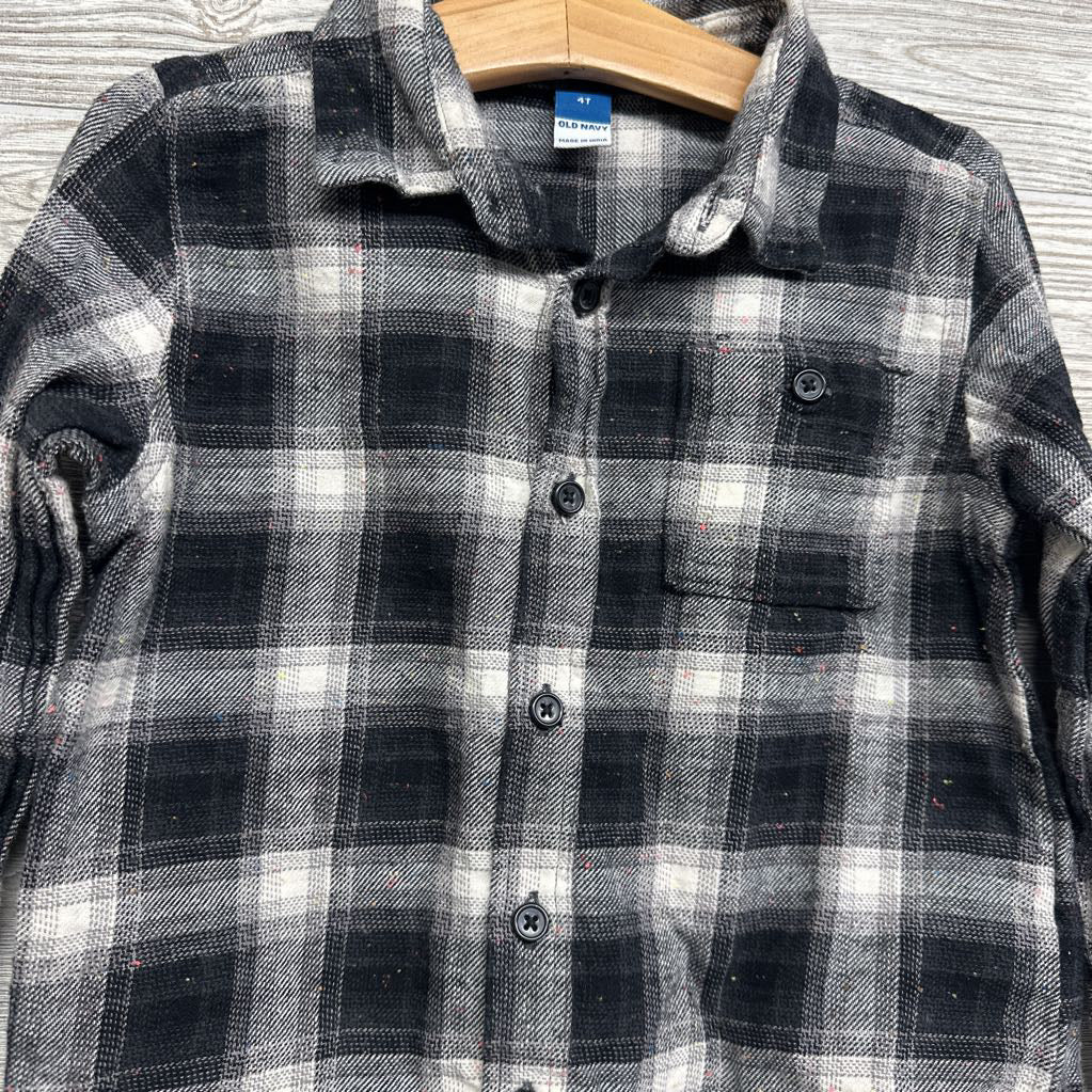Button Up Plaid Shirt Speckled 4t