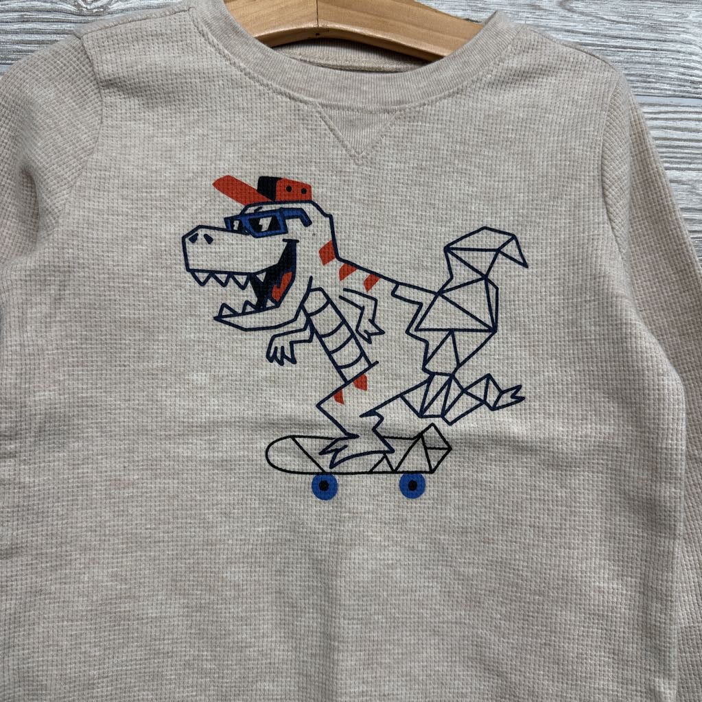 Waffle Knit Shirt Dinosaur 4t