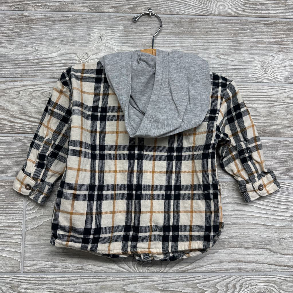 Button Up Plaid Shirt W/ Hood 18M