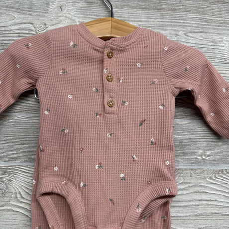 Henley Waffle Knit Bodysuit & Pants Flowers 3M